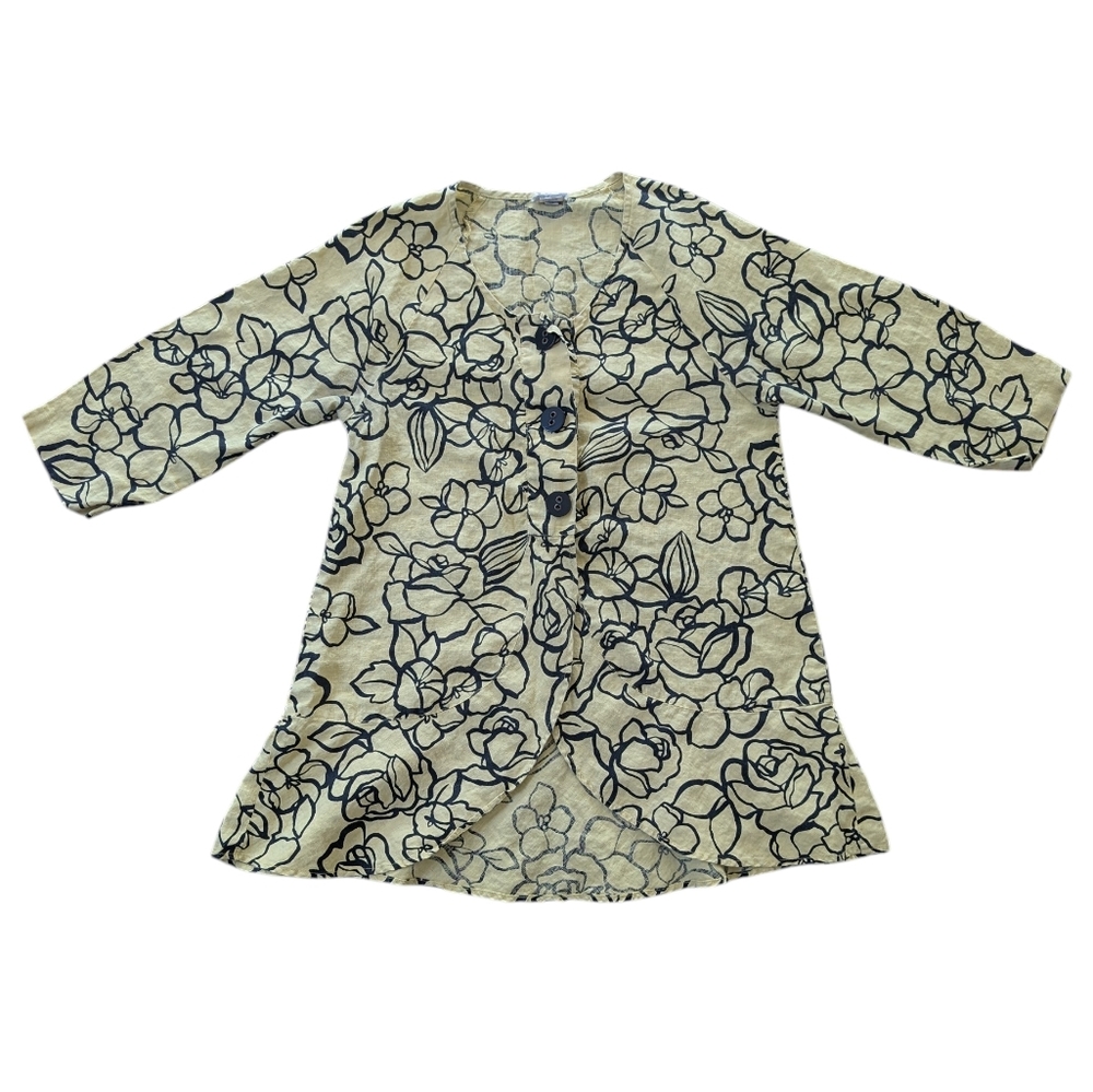 Habitat clothes to live in Chartreuse Floral Linen Top